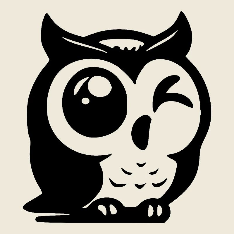 Schlaue Eule mit mit zwinkerndem Auge