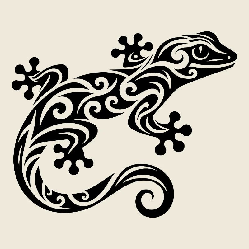Gecko mignon dans le style de tatouage tribal