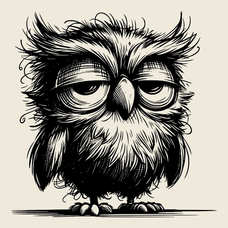 Morgenmuffel Eule mit Federn und Style