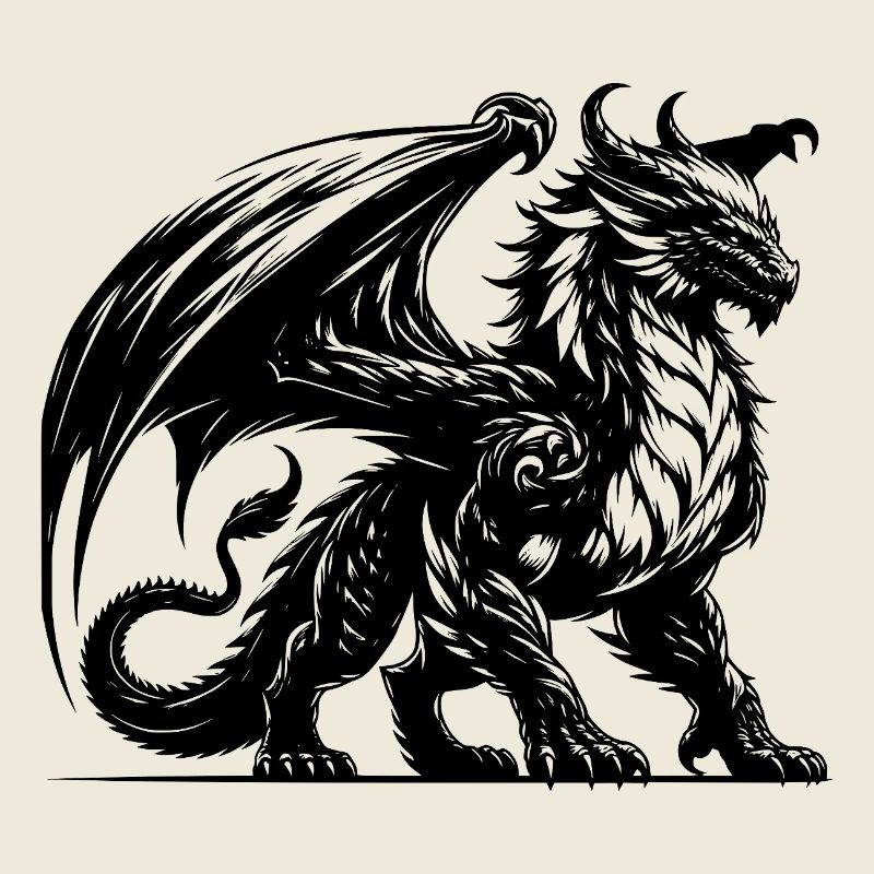 Énorme dragon avec d’énormes ailes