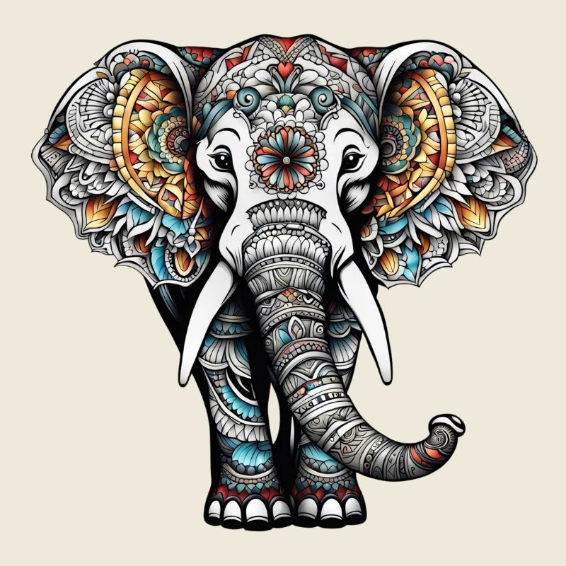 bunter elefant im tattoo style