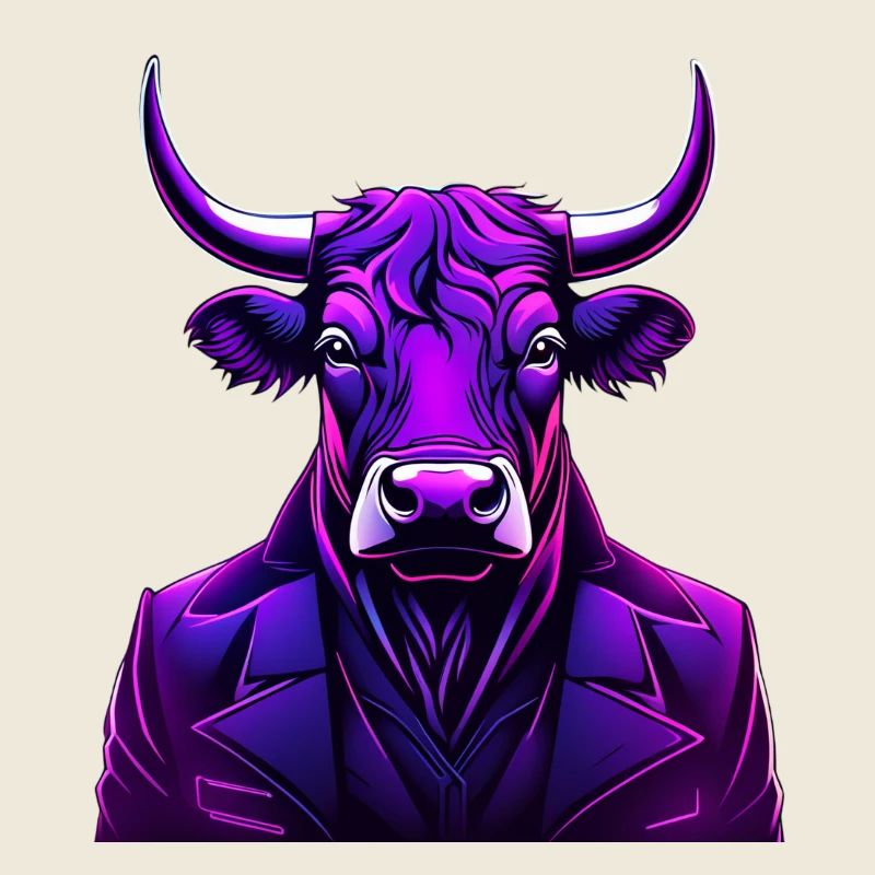 Taureau dans le style de tatouage coloré