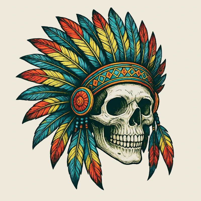 Native Tribal Skull Illustration