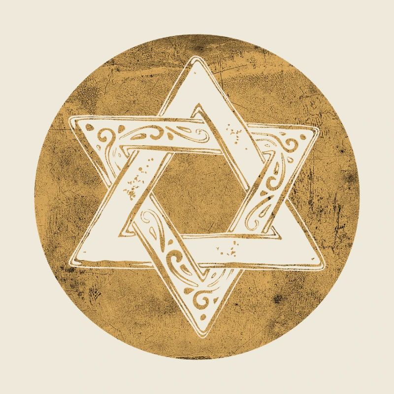 Étoile de David ornée en cercle doré