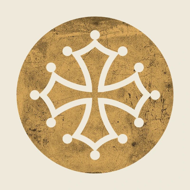 Croix cathare dans cercle doré - symbole occitan
