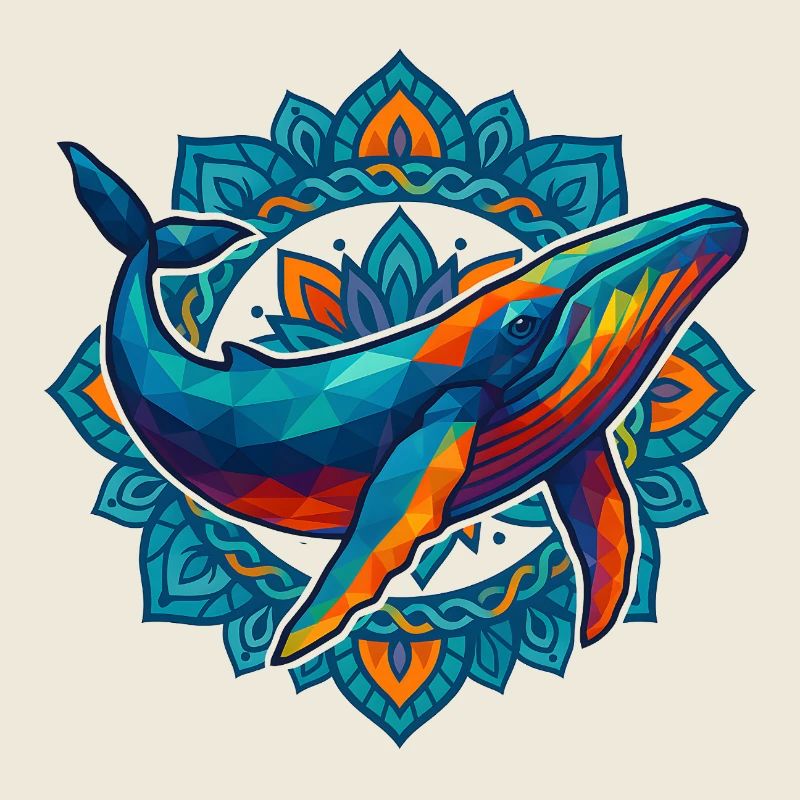 WPAP polygone Style animaux baleine fleurs couronne