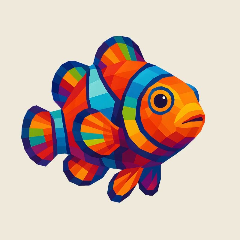 WPAP Polygon Style Animals - Clownfish