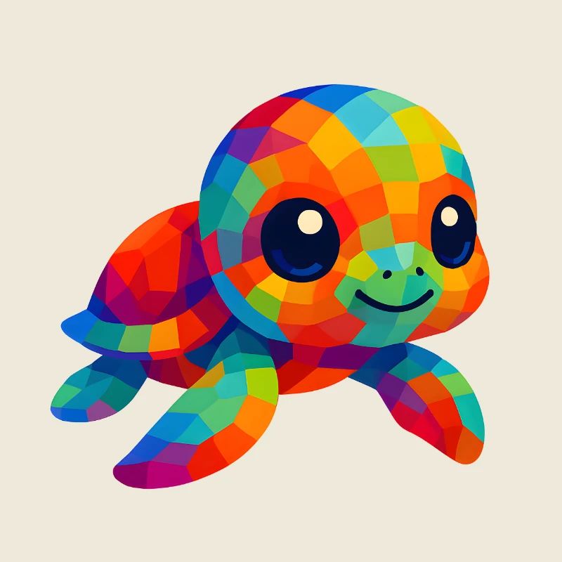 WPAP Polygon Kawaii Animals Baby Sea Turtle