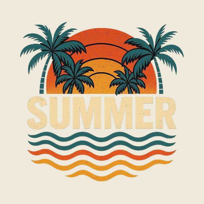 Palmiers d’été coucher de soleil illustration