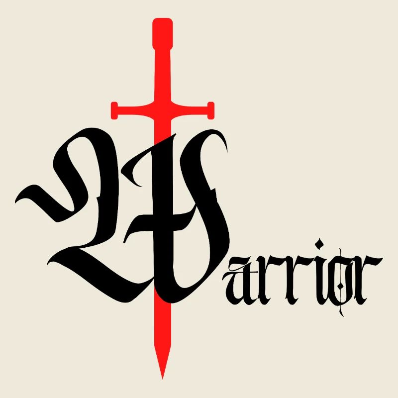 Gothic Warrior Design with Sword black text