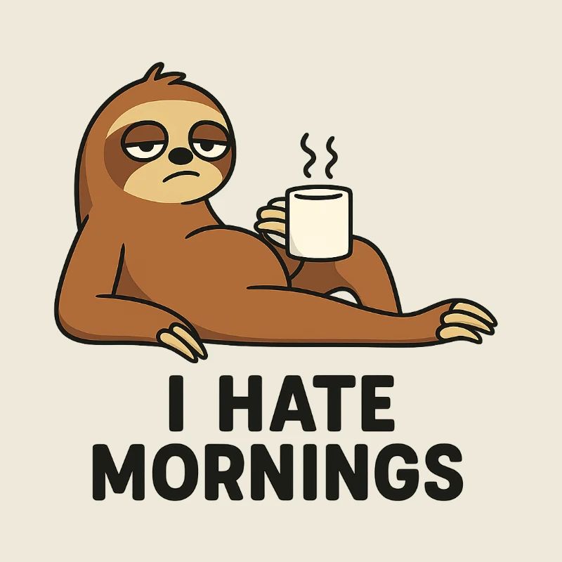 Faultier mit Kaffeetasse