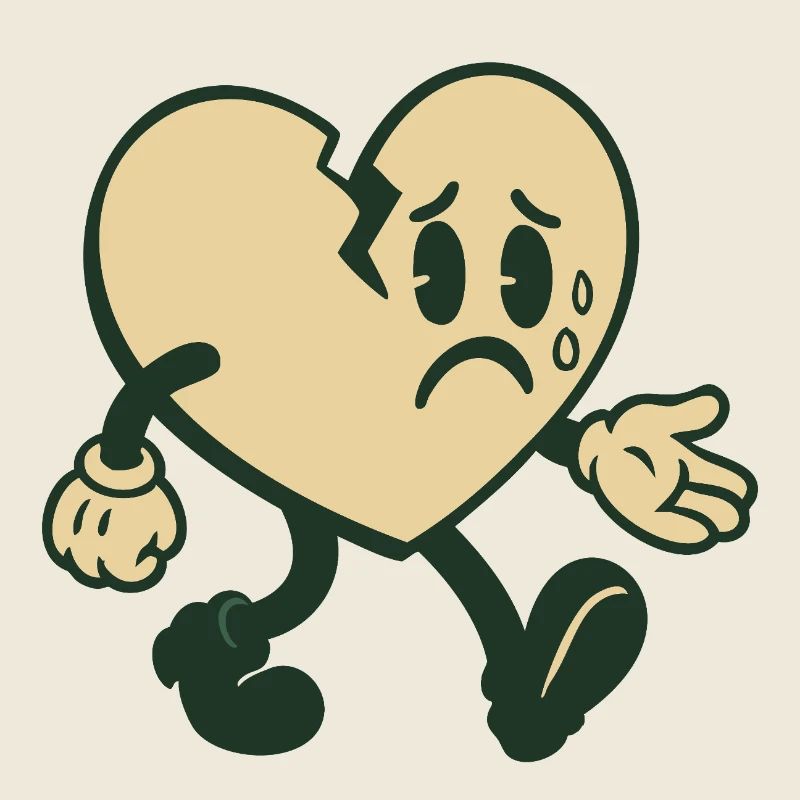 Cœur brisé avec expression triste