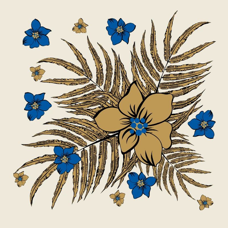 Tropical Leaves and Flowers Pattern