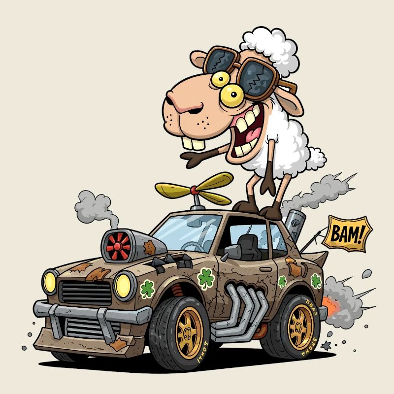 Whimsical Sheep Roaring 