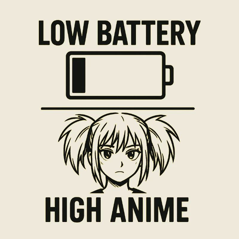Anime Mädchen mit Akku Warnung