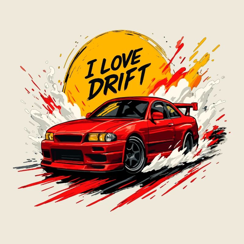 Red Drift Car Splash Artwork