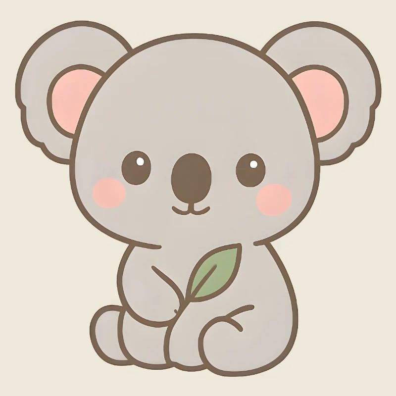 Cute Koala Bear Design with Leaves