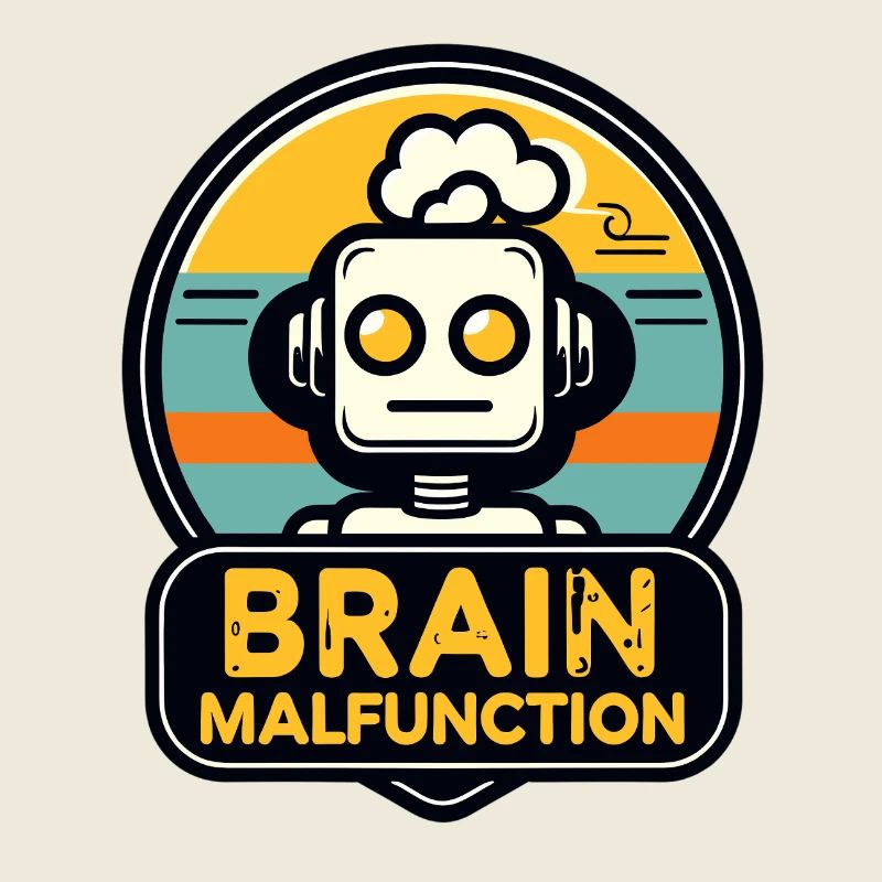 Logo de robot rétro de dysfonctionnement cérébral