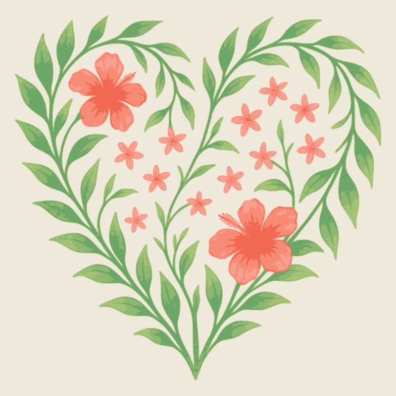 Coeur de fleur avec de délicates fleurs rouges