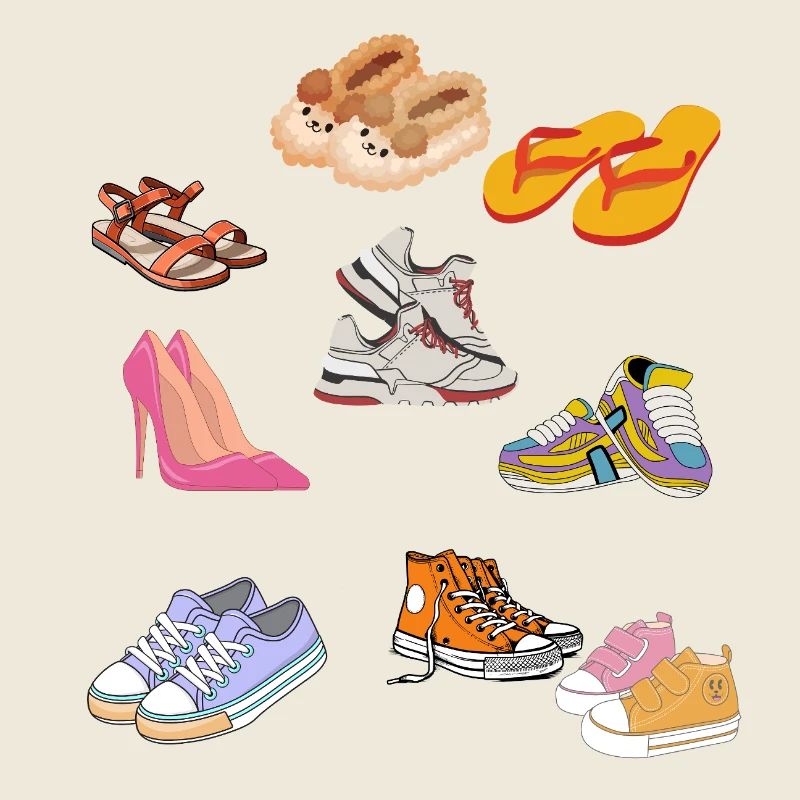 Collection de pantoufles et de baskets pastel mignonnes