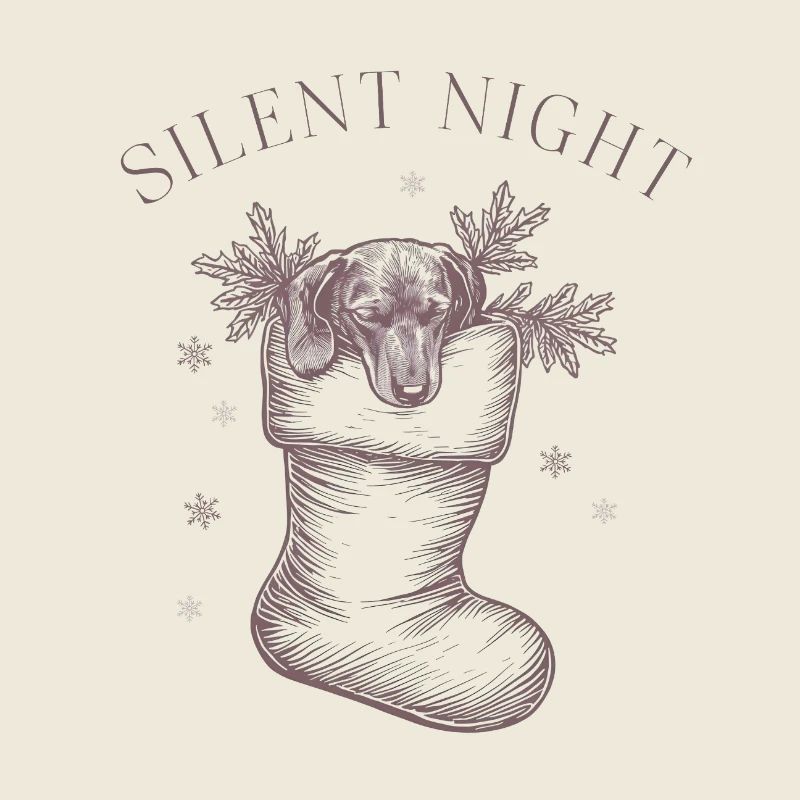 Douce Nuit – Chaussette de Noël vintage Teckel