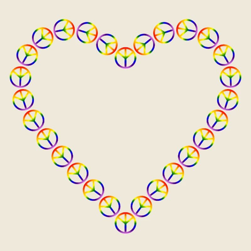 Rainbow Peace Heart Pattern