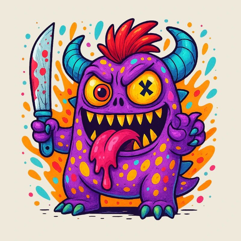 Quirky Zombie Creature Print