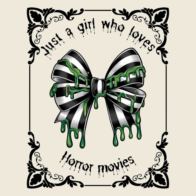 Black and white goth striped bow in a tarot frame