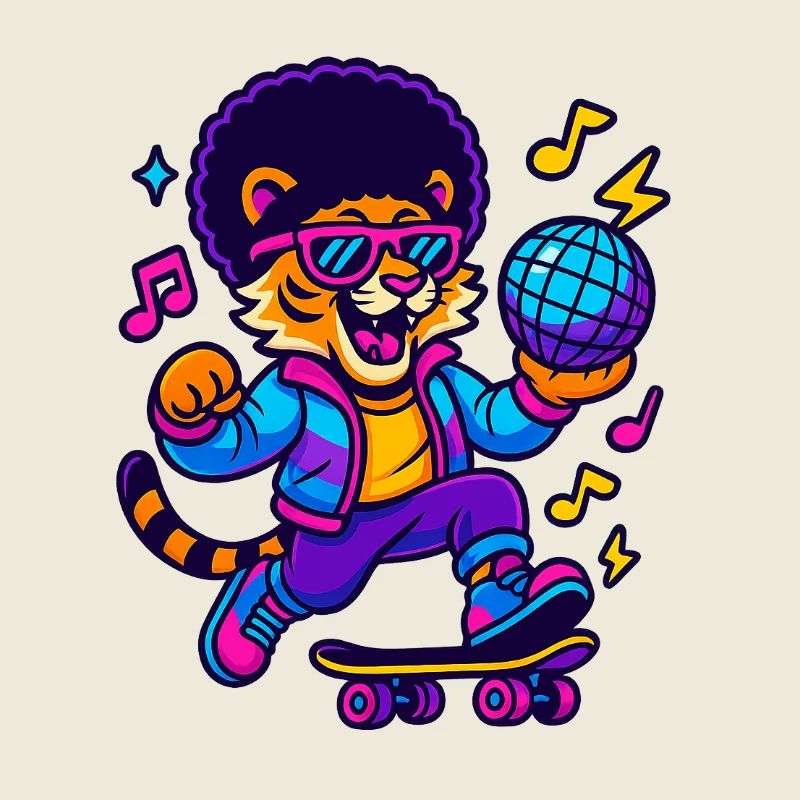 Lion DJ in retro design