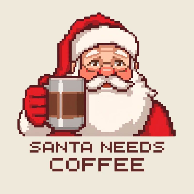Pixel Santa – Santa Needs Coffee