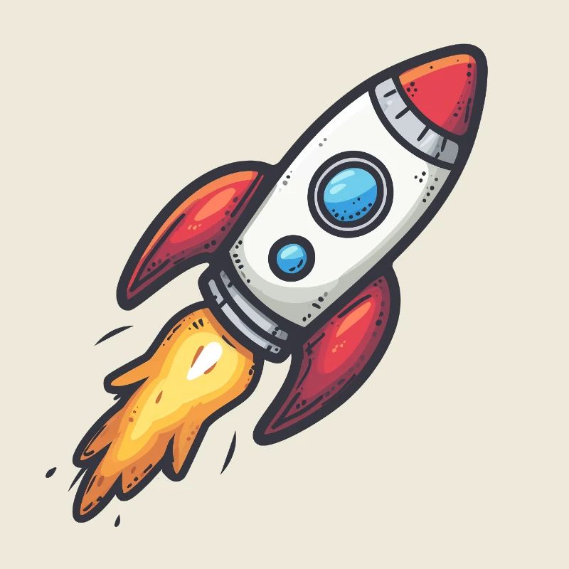 Cartoon Rocket Lightning Force