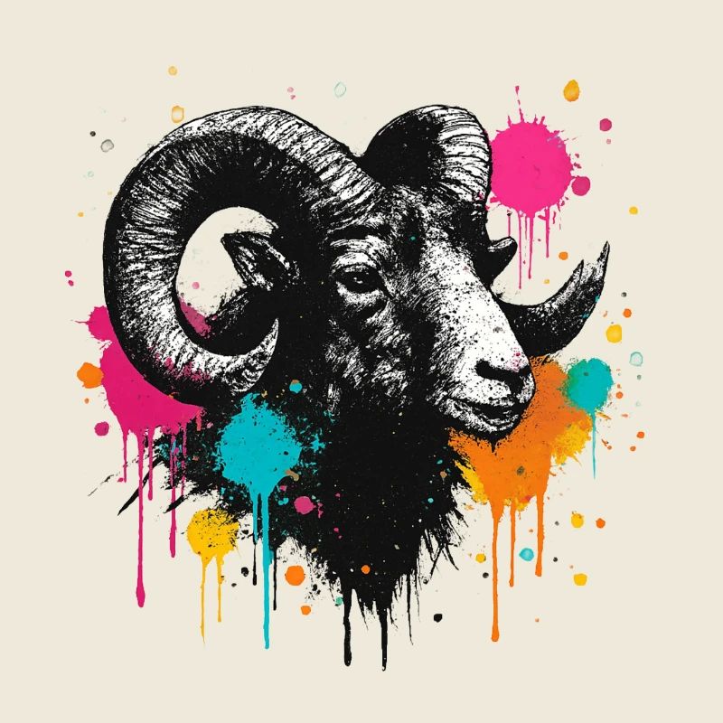 Ram's Head Graffiti Color Explosion