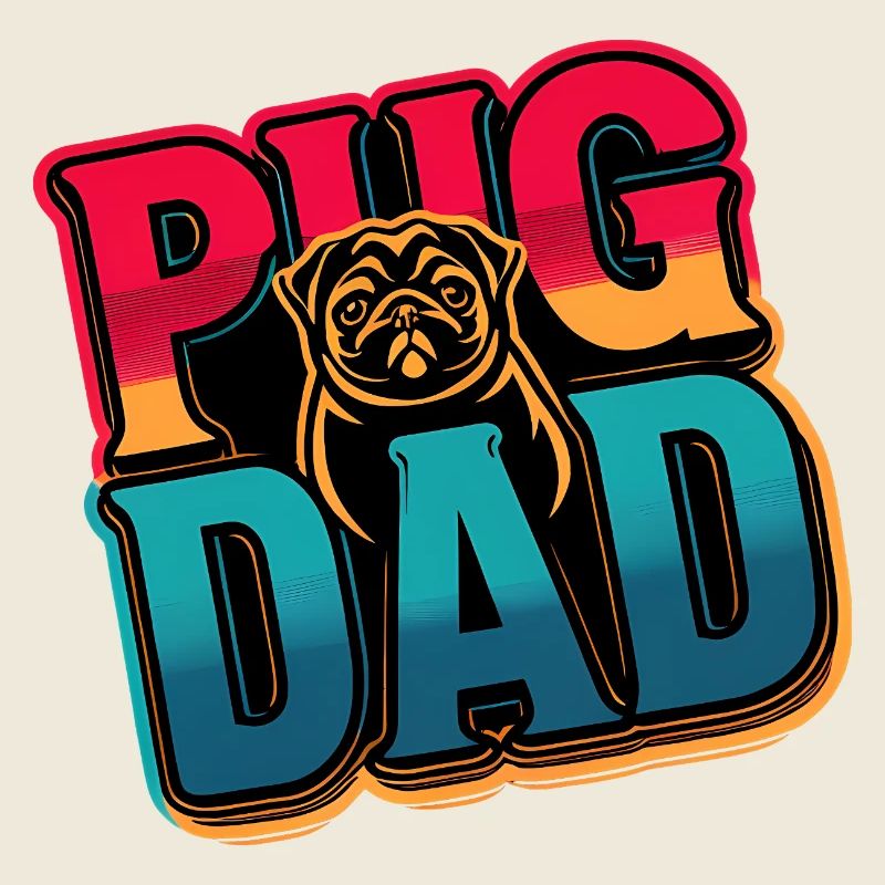 Pug Dad Retro Style, Dog Dad 