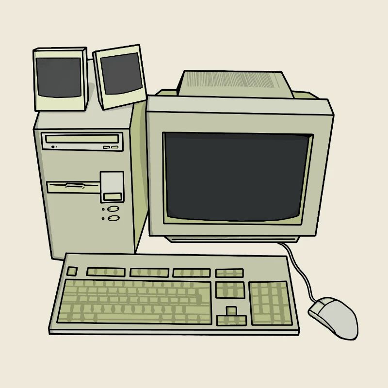 Configuration rétro du bureau d’ordinateur