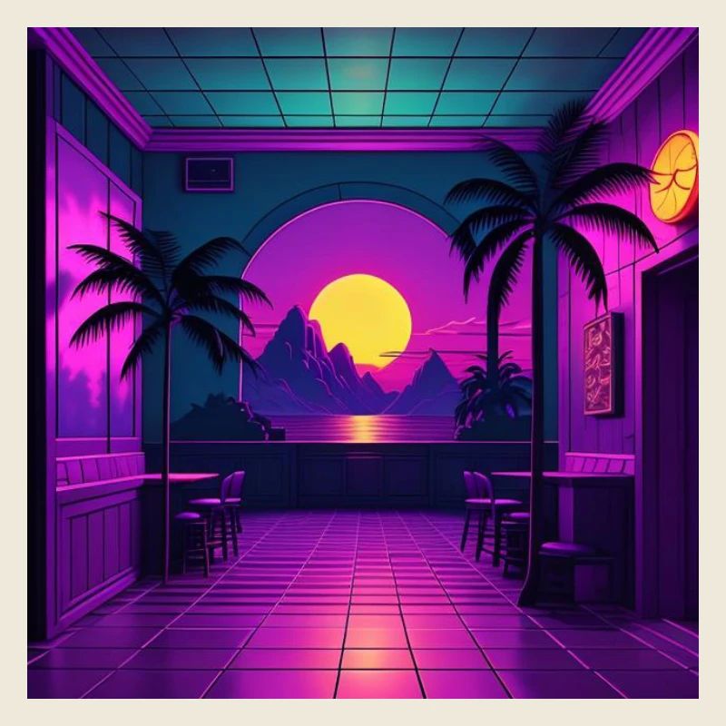 Coucher de soleil néon tropical intérieur
