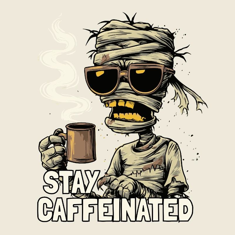 Kaffee Mumie mit lustigem Spruch