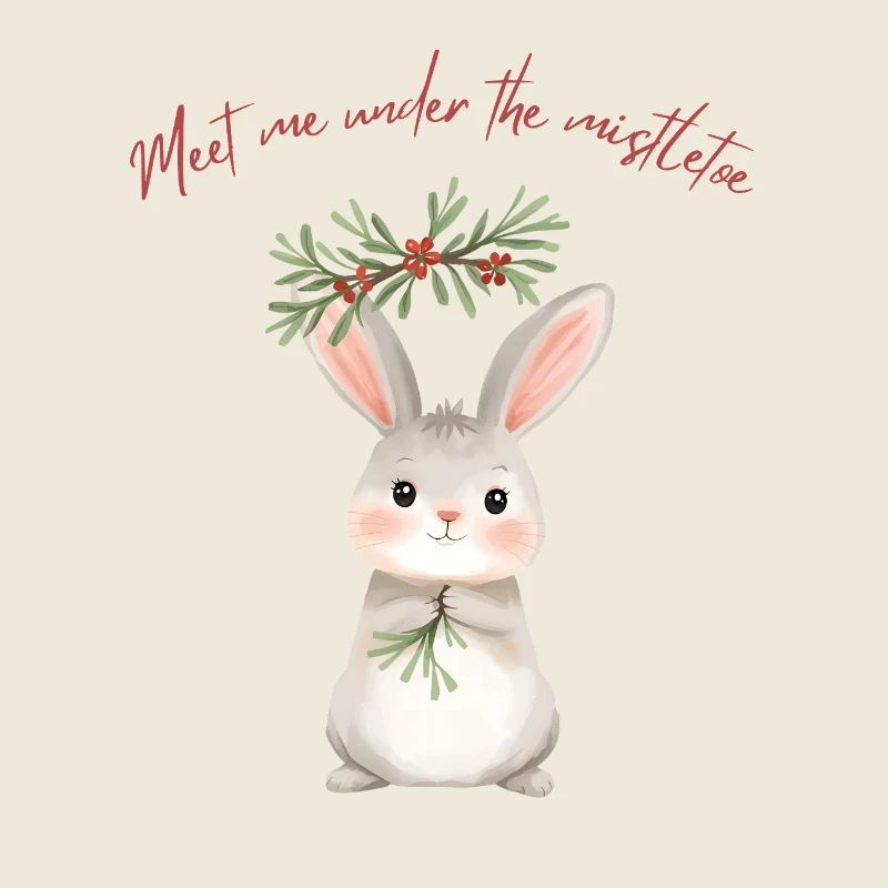 Lapin sous gui Conception de Noël