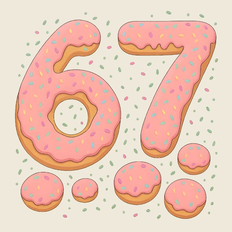 Süße 67 Donut-Typografie-Feier