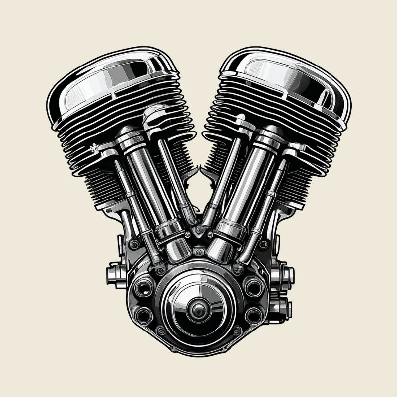 Chrome V-Twin Engine Graphic