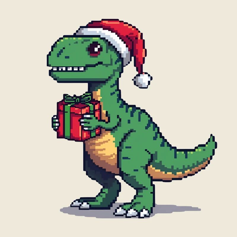 Vélociraptor 8 bits Pixel Noël