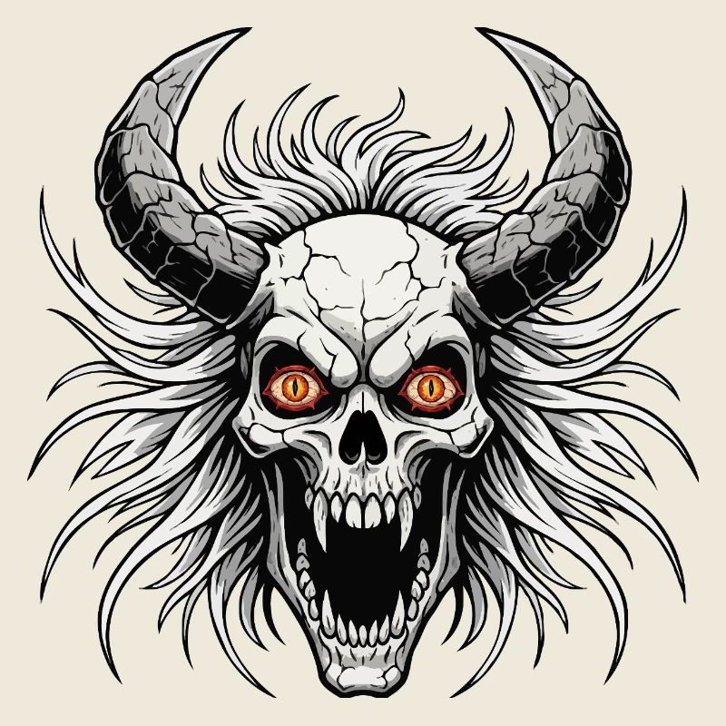 Devil skull with horns