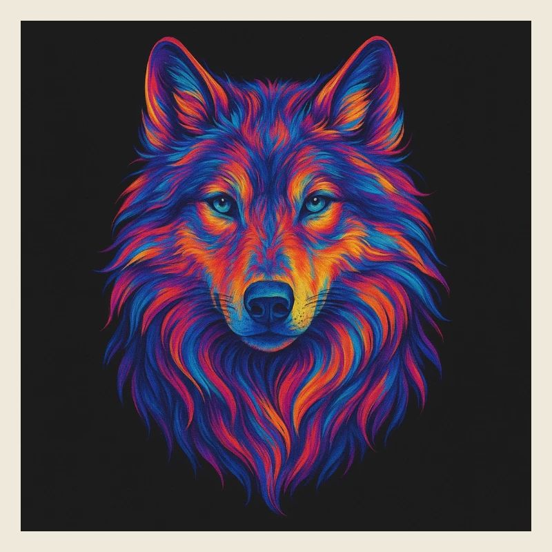 Neon Wolf Head Art