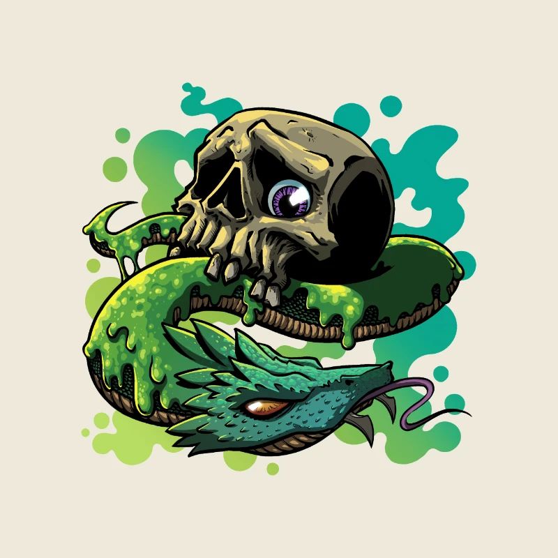 Neon Snake Skull