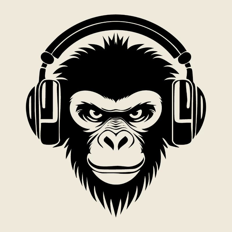 Finsterer Comic-Affe mit Kopfhörern Shirt