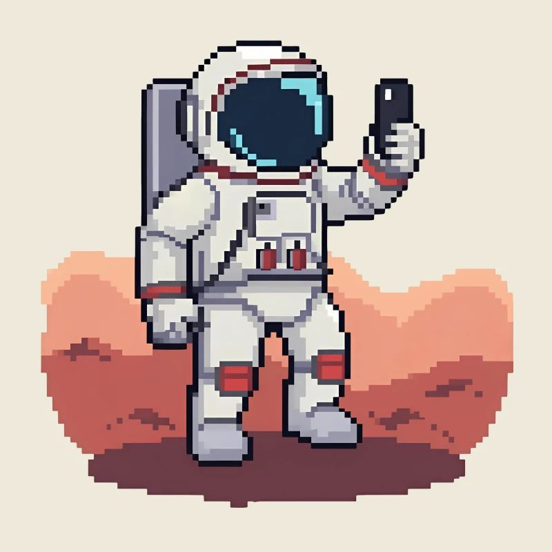 Pixel Astronaut Selfie on Mars – 8-Bit Style