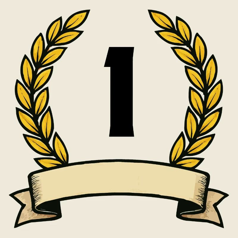 Couronne de laurier dorée avec ruban 1