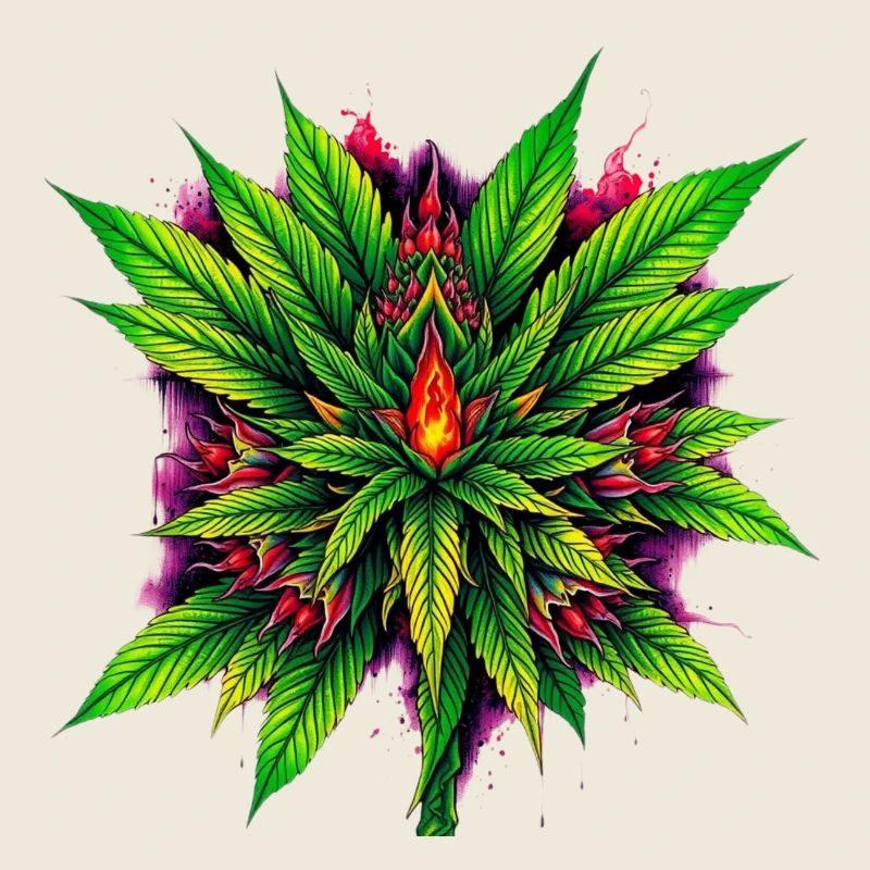 Mandala de Feu Feuille de Cannabis Étoile