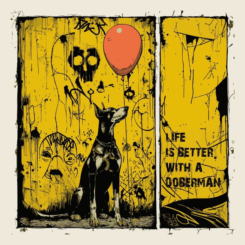 Life is Better with a Doberman | Comic Noir Stil