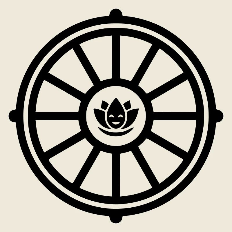 Roue du Dharma avec Lotus | Symbole du bouddhisme