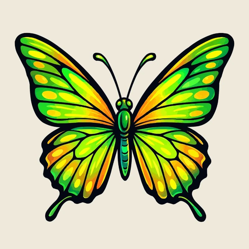 Papillon Vert Éclatant Jaune